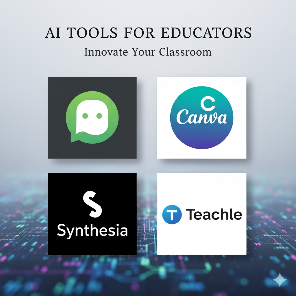 “AI tools teachers can use to create online courses including ChatGPT, Canva, and Synthesia.”